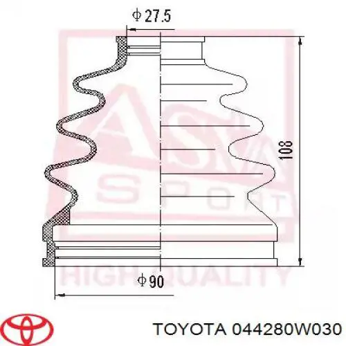 Compre 044280W030 Toyota Bota de proteção externa esquerda de junta homocinética