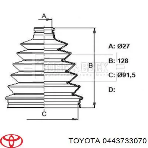0443733070 Toyota Bota de proteção interna direita de junta homocinética do semieixo dianteiro