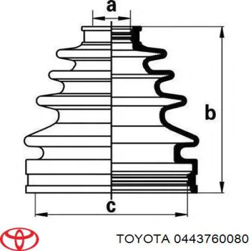 0443760080 Toyota Bota de proteção interna de junta homocinética do semieixo dianteiro