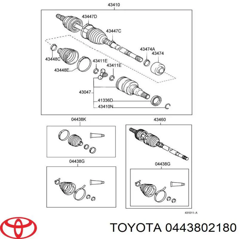 Compre 0443802180 Toyota Bota de proteção interna de junta homocinética do semieixo dianteiro