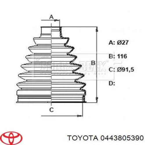 Bota de proteção interna de junta homocinética do semieixo dianteiro Toyota 0443805390 preço, a partir de 106,35 USD