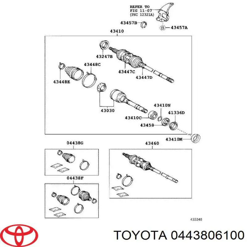 0443806100 Toyota Bota de proteção externa de junta homocinética do semieixo dianteiro