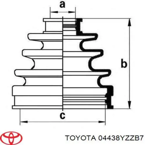 Compre 04438YZZB7 Toyota Botas de proteção de Juntas homocinéticas do semieixo dianteiro, kit