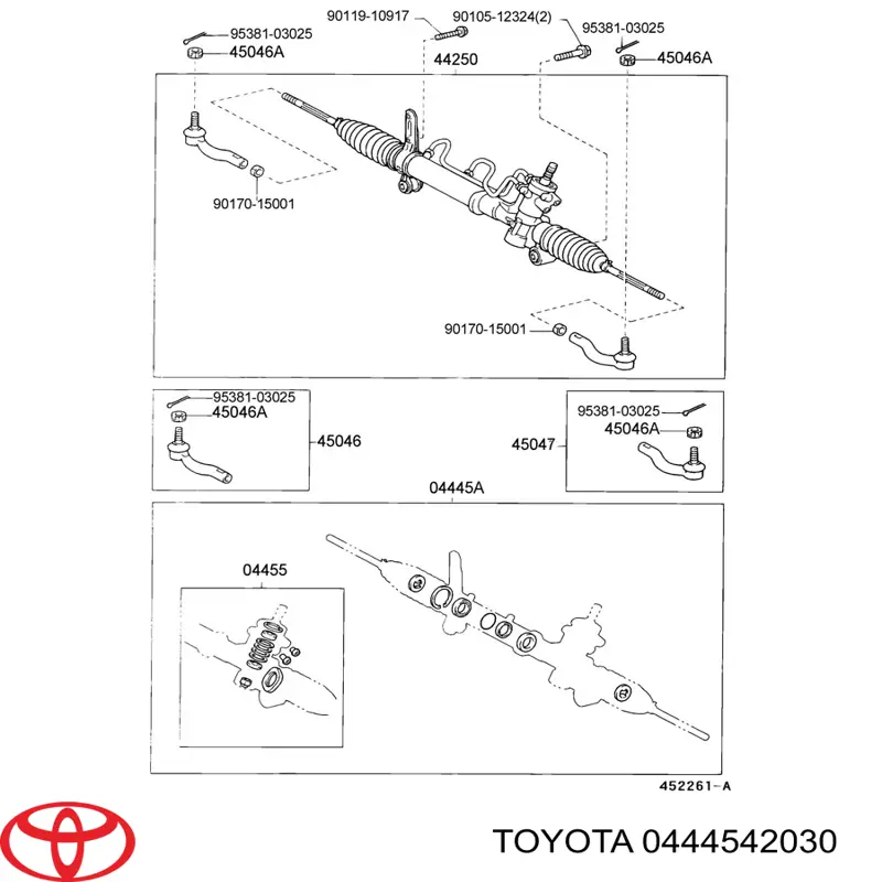 Kit de reparação da cremalheira da direção (do mecanismo), (kit de vedantes) Toyota 0444542030 preço, a partir de 85,83 USD