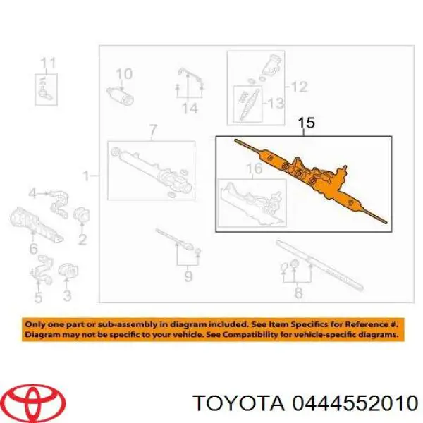 Kit de reparação da cremalheira da direção (do mecanismo), (kit de vedantes) Toyota Yaris  P10