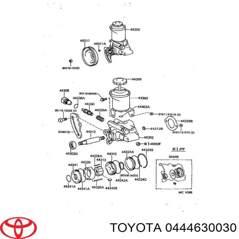 0444630030 Toyota Kit de reparação da bomba da Direção hidrâulica assistida