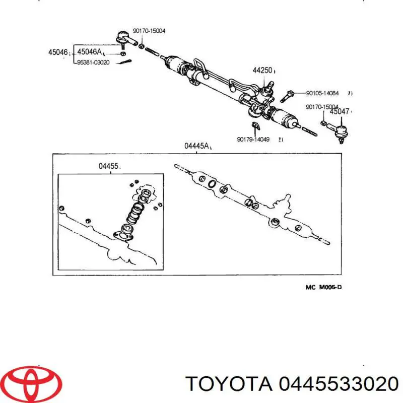 Kit de reparação da cremalheira da direção (do mecanismo), (kit de vedantes) Toyota 0445533020 preço, a partir de 99,62 USD