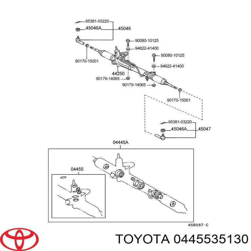 Kit de reparação da cremalheira da direção (do mecanismo), (kit de vedantes) Toyota 0445535130 preço, a partir de 178,54 USD