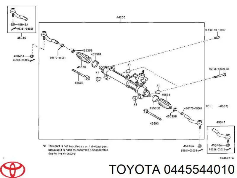 Kit de reparação da cremalheira da direção (do mecanismo), (kit de vedantes) Toyota 0445544010 preço, a partir de 99,55 USD