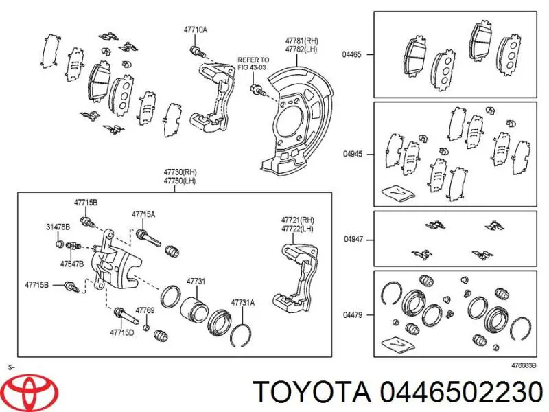 Compre 0446502230 Toyota Sapatas do freio dianteiras de disco