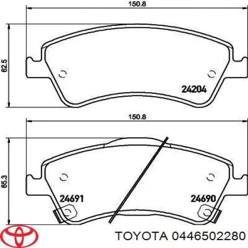 Sapatas do freio dianteiras de disco Toyota 0446502280 preço, a partir de 38,21 USD