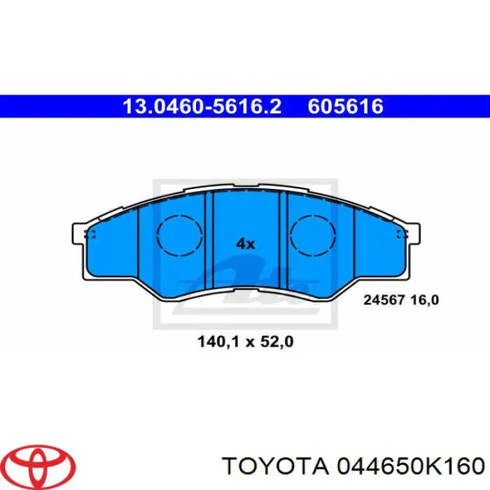 Sapatas do freio dianteiras de disco Toyota 044650K160 preço, a partir de 30,54 USD