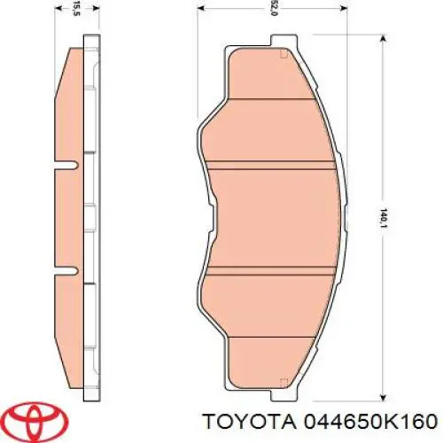 044650K160 Toyota Sapatas do freio dianteiras de disco