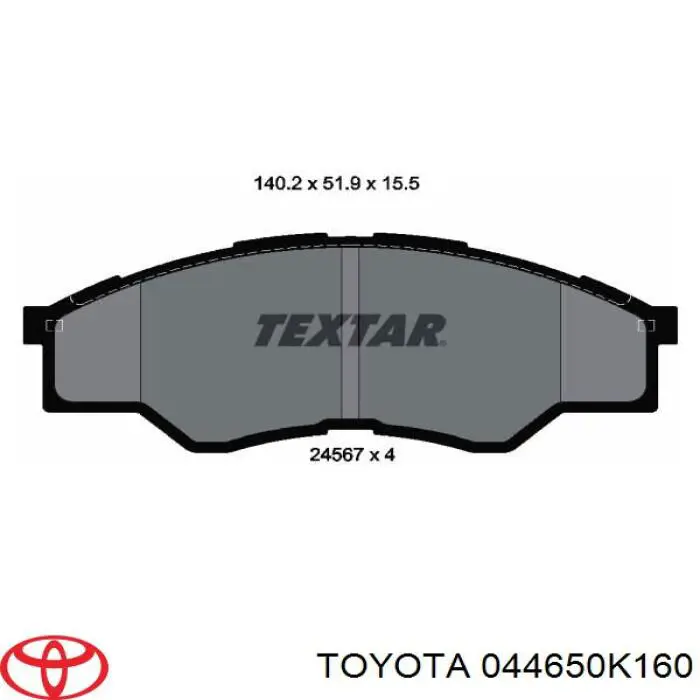 044650K160 Toyota Sapatas do freio dianteiras de disco