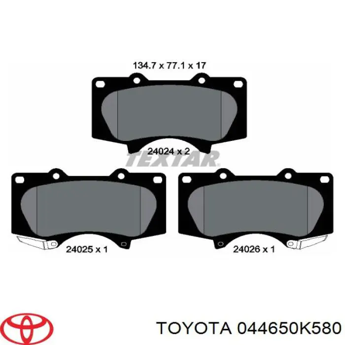 Compre 044650K580 Toyota Sapatas do freio dianteiras de disco