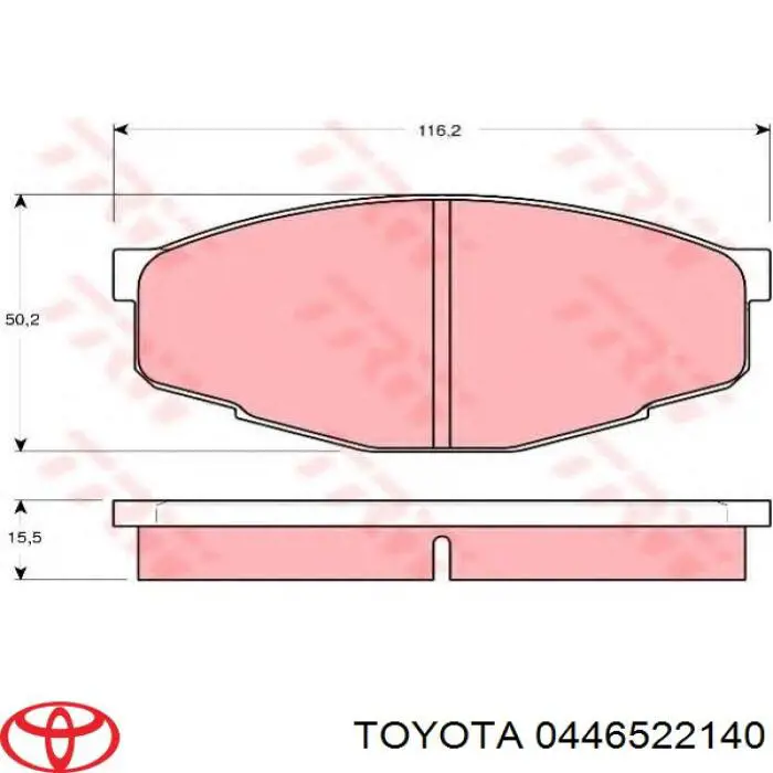Sapatas do freio dianteiras de disco 0446522140 Toyota