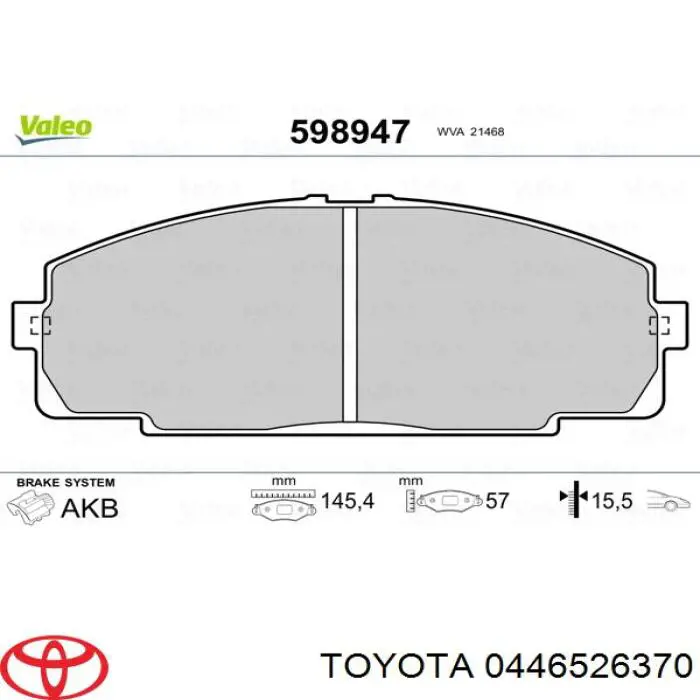 Sapatas do freio dianteiras de disco Toyota 0446526370 preço, a partir de 26,98 USD