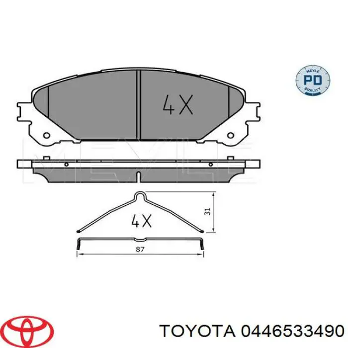 Sapatas do freio dianteiras de disco Toyota 0446533490 preço, a partir de 43,05 USD