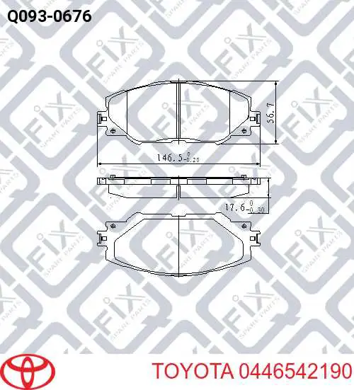 0446542190 Toyota Sapatas do freio dianteiras de disco