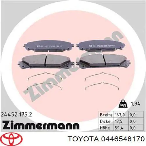 Compre 0446548170 Toyota Sapatas do freio dianteiras de disco