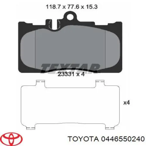 0446550240 Toyota Sapatas do freio dianteiras de disco