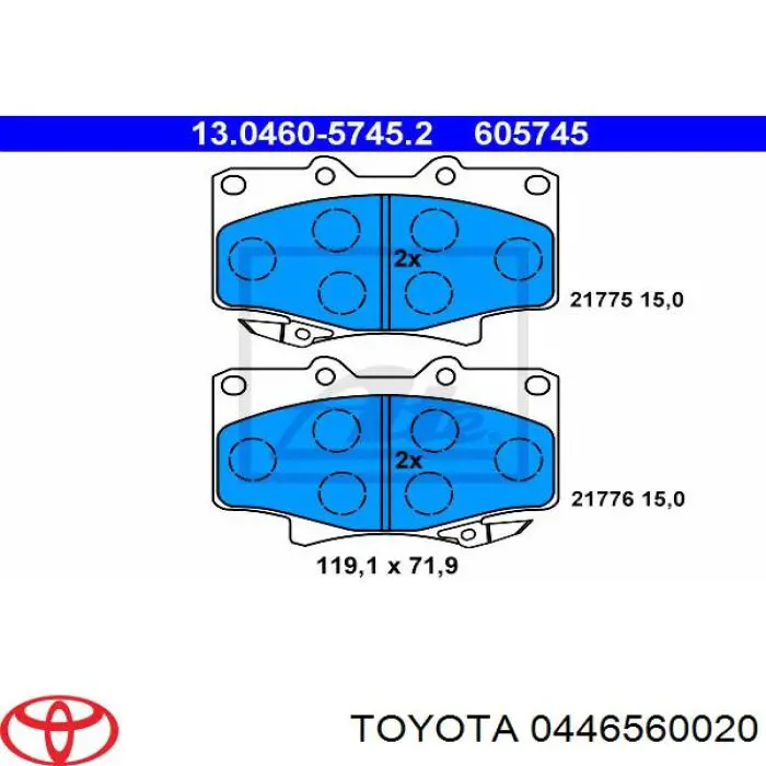 Compre 0446560020 Toyota Sapatas do freio dianteiras de disco