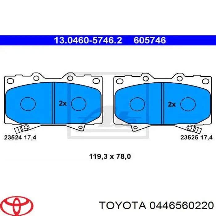 Sapatas do freio dianteiras de disco Toyota 0446560220 preço, a partir de 38,73 USD