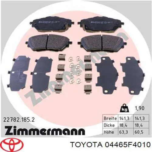 Sapatas do freio dianteiras de disco Toyota 04465F4010 preço, a partir de 27,45 USD