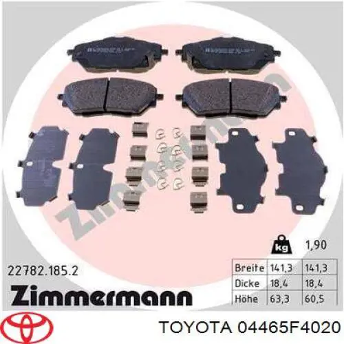 Sapatas do freio dianteiras de disco Toyota 04465F4020 preço, a partir de 27,40 USD
