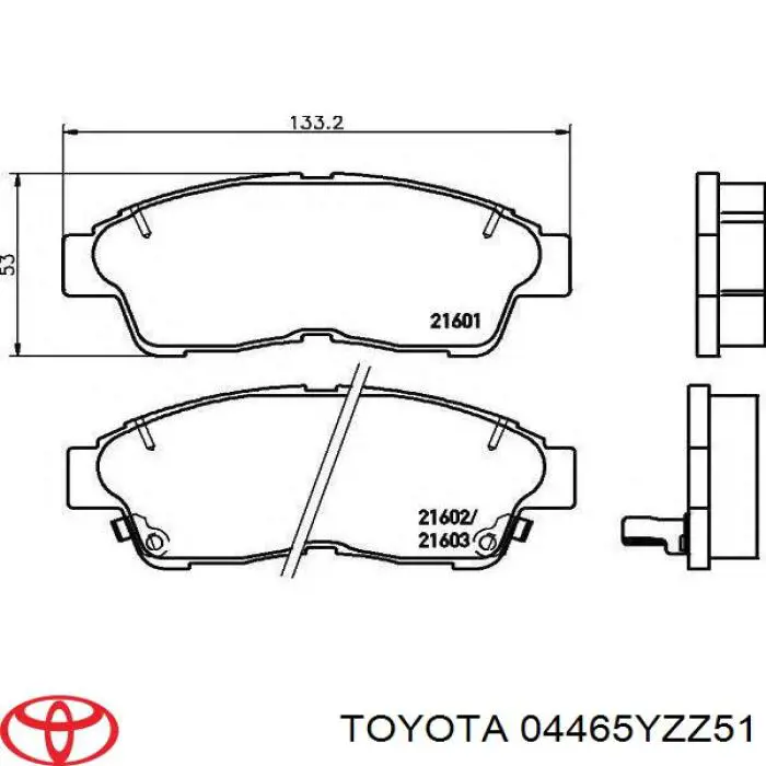 04465YZZ51 Toyota Sapatas do freio dianteiras de disco