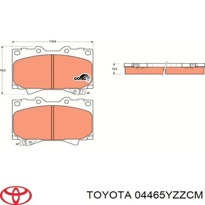 04465YZZCM Toyota Sapatas do freio dianteiras de disco