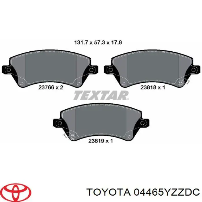 04465YZZDC Toyota Sapatas do freio dianteiras de disco