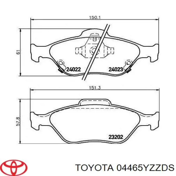 04465YZZDS Toyota Sapatas do freio dianteiras de disco