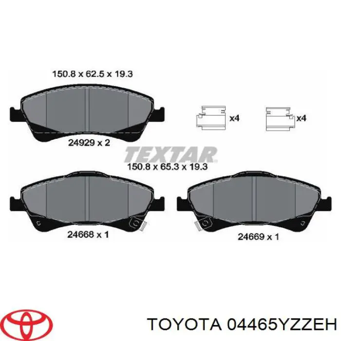 04465YZZEH Toyota Sapatas do freio dianteiras de disco