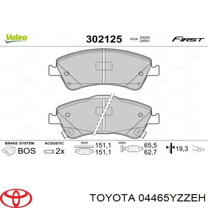 Compre 04465YZZEH Toyota Sapatas do freio dianteiras de disco