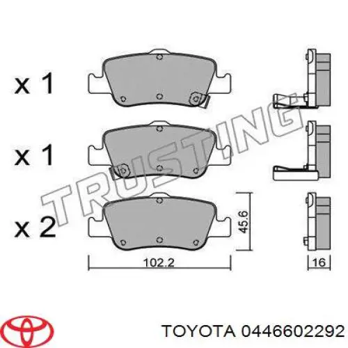 Sapatas do freio traseiras de disco Toyota 0446602292 preço, a partir de 23,44 USD