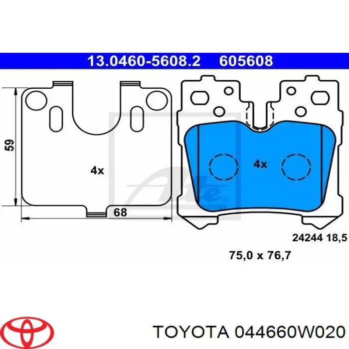 Sapatas do freio traseiras de disco Toyota 044660W020 preço, a partir de 87,68 USD