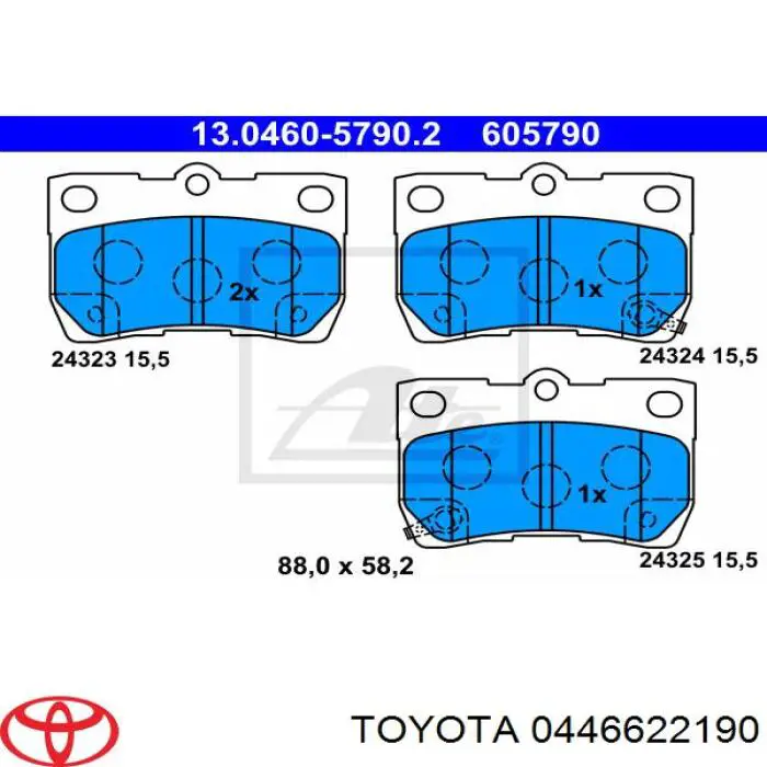 Sapatas do freio traseiras de disco Toyota 0446622190 preço, a partir de 27,77 USD