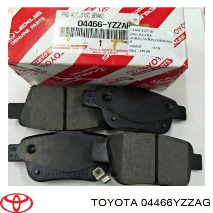 04466YZZAG Toyota Sapatas do freio traseiras de disco