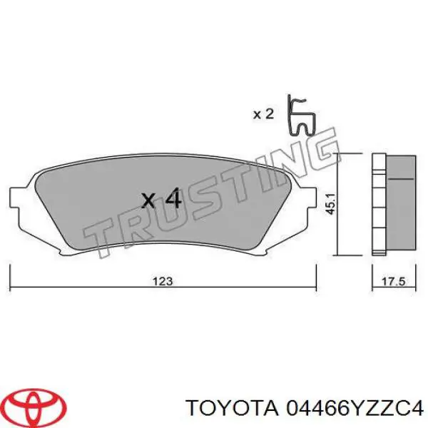 Compre 04466YZZC4 Toyota Sapatas do freio traseiras de disco