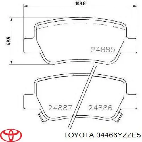Sapatas do freio traseiras de disco Toyota 04466YZZE5 preço, a partir de 29,14 USD