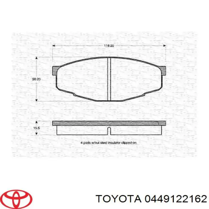 Sapatas do freio dianteiras de disco 0449122162 Toyota