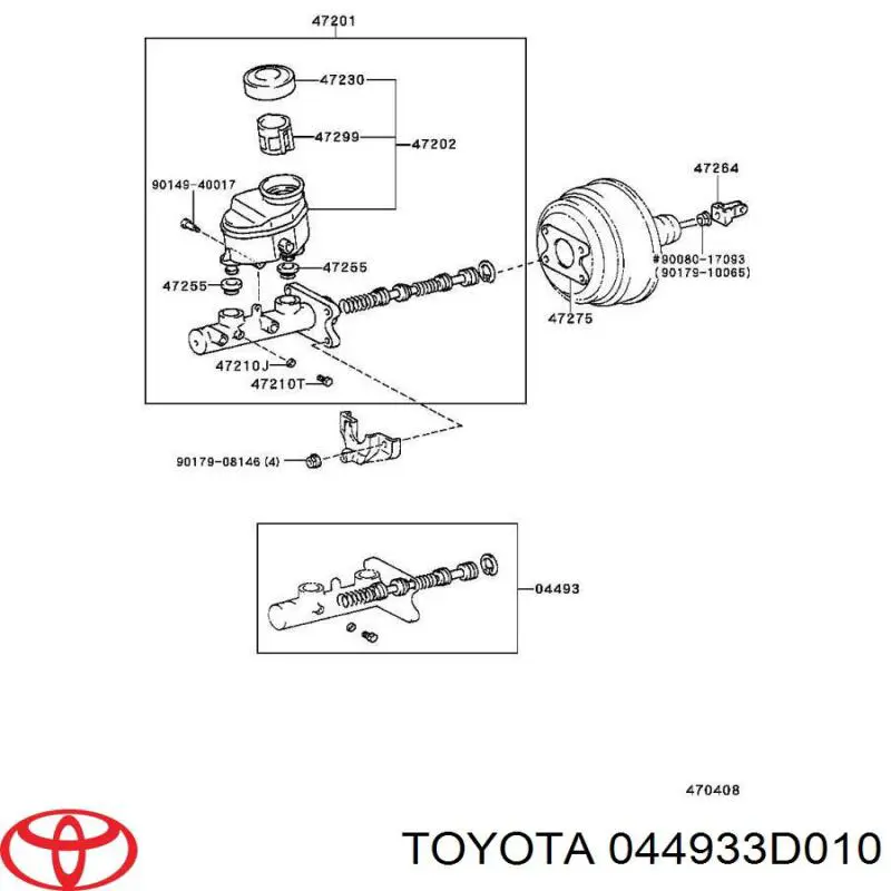 044933D010 Toyota Kit de reparação de cilindro mestre do freio