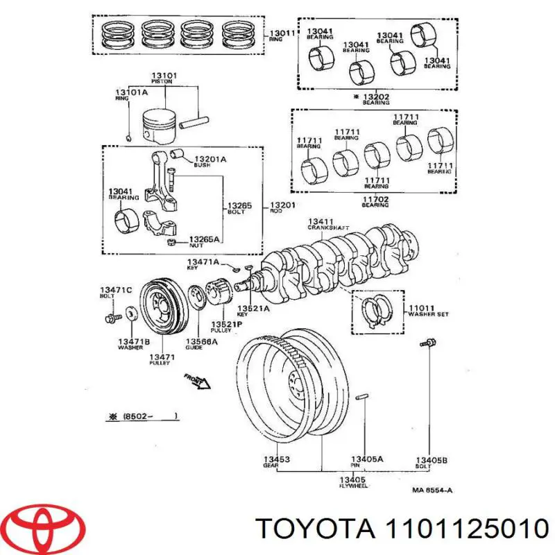 Semianel de suporte (de carreira) de cambota, STD, kit Toyota 1101125010 preço, a partir de 4,50 USD