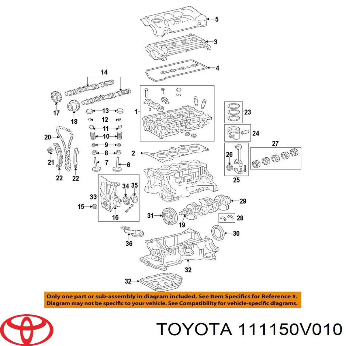 111150V010 Toyota Vedante de cabeça de motor (CBC)