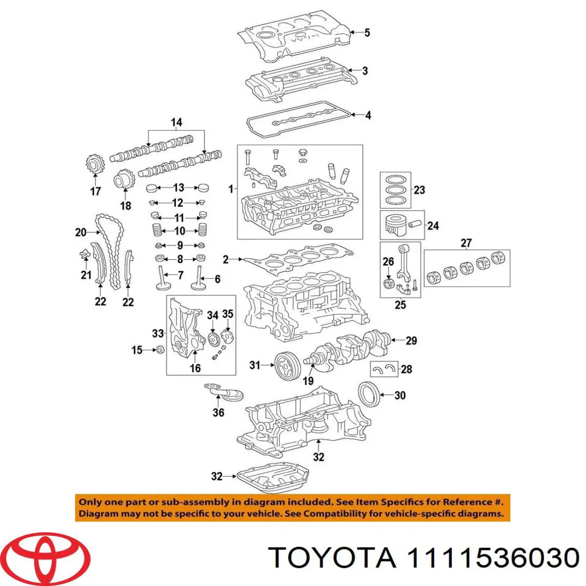 Vedante de cabeça de motor (CBC) Toyota 111150V010 preço, a partir de 62,82 USD