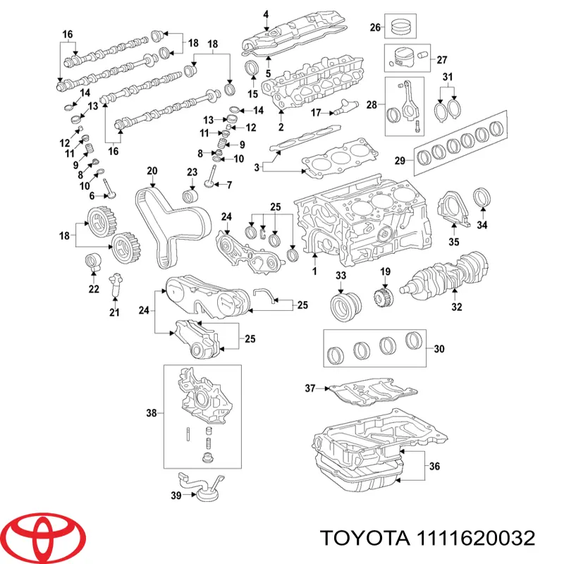 Vedante esquerdo de cabeça de motor (CBC) Toyota 1111620032 preço, a partir de 49,08 USD