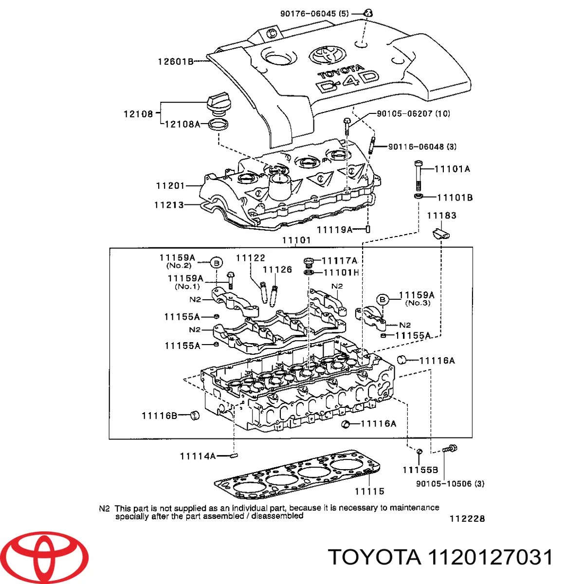 1120127031 Toyota Tampa de válvulas