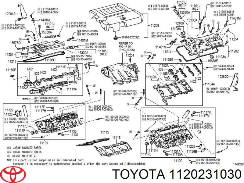 Tampa de válvulas esquerda Toyota 1120231030 preço, a partir de 803,64 USD