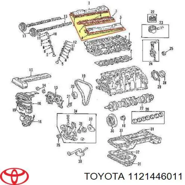 Vedante da tampa de válvulas de motor esquerdo Toyota 1121446011 preço, a partir de 25,42 USD